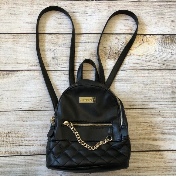 bebe Handbags - Bebe Gina Mini Backpack Black Quilted Leather Bag